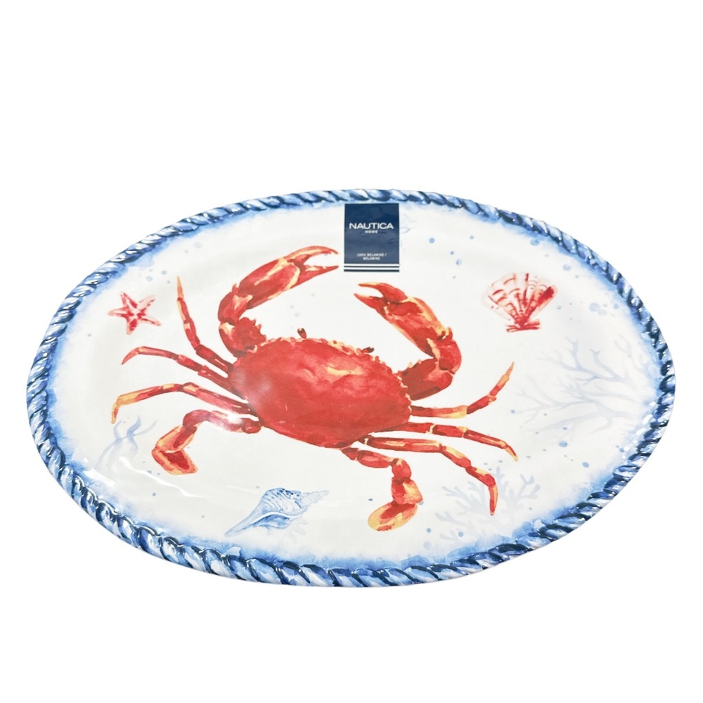 NEW Nautica Home 🦀CRAB🦀 Melamine Oval Serving Tray/Platter 🦀🦀🦀